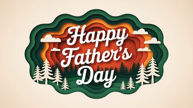 Creative paper cut style illustration featuring a festive message to celebrate happy fathers day holiday
