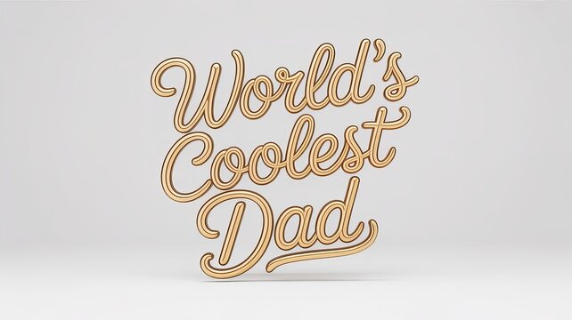 Gold metallic text stating worlds coolest dad for a fatherhood celebration in this creative photograph