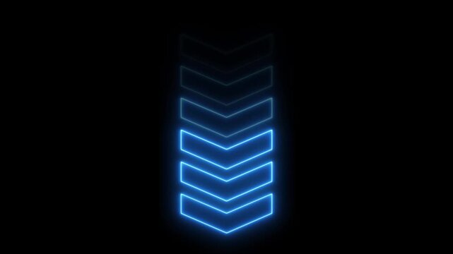 Up to down Animated arrows concept on the transparent background. Motion graphics of down -directional arrow loop animation. 4k video animation.