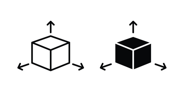 3D modeling icon symbol set in black and white. EPS10