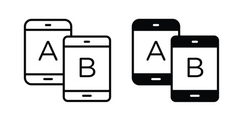 A B testing icon symbol set in black and white. EPS10 © Dan