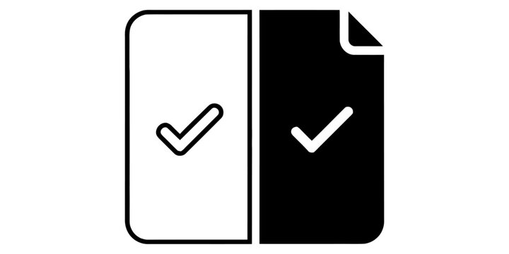 Document file verification and comparison icon set vector illustration