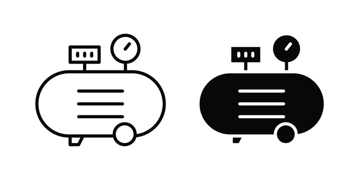 Air compressor icon symbol set in black and white. EPS10