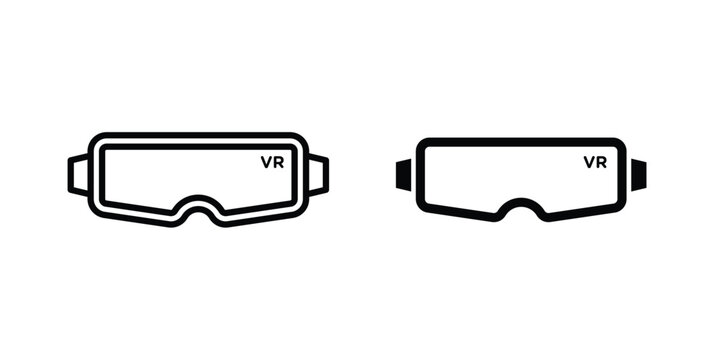 AR headset icon symbol set in black and white. EPS10