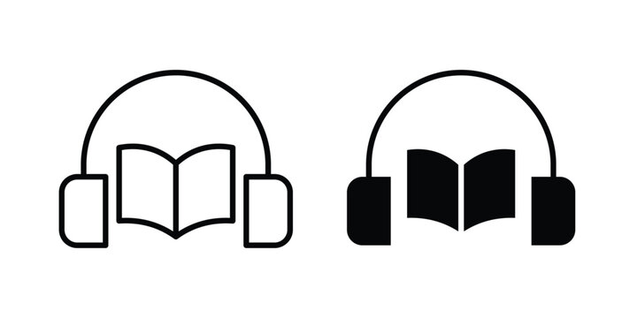 Audio book icon symbol set in black and white. EPS10