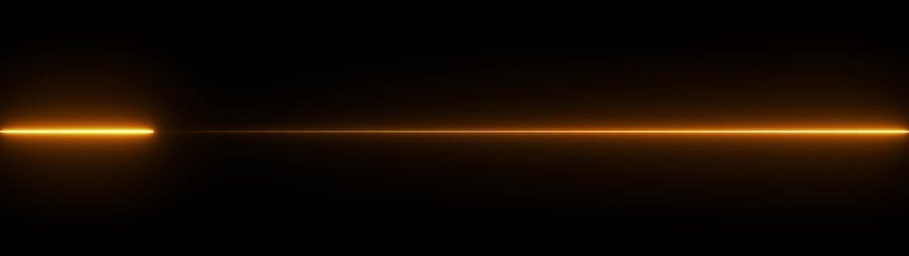 Abstract horizontal glowing neon line on a dark background with subtle reflection bright clean. left to right and right to left straight horizontal line concept.