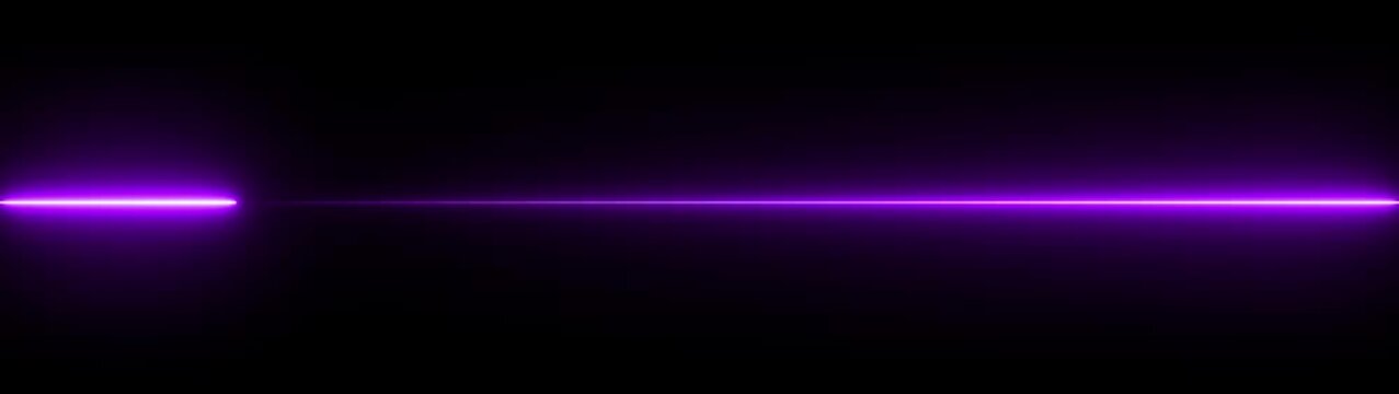 Abstract horizontal glowing neon line on a dark background with subtle reflection bright clean. left to right and right to left straight horizontal line concept.