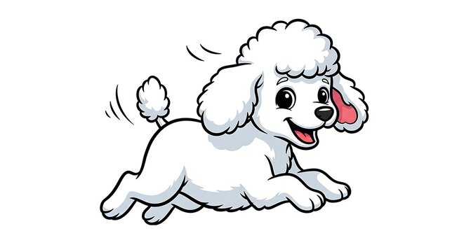 Cute cartoon dog with tongue out and droopy ears.