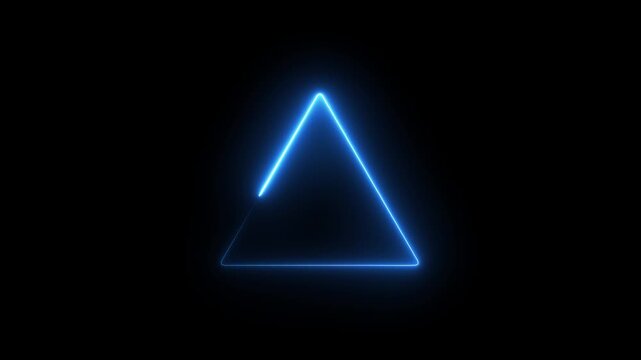 Animation of neon glowing triangle shape frame concept. Animation of 4k video. 