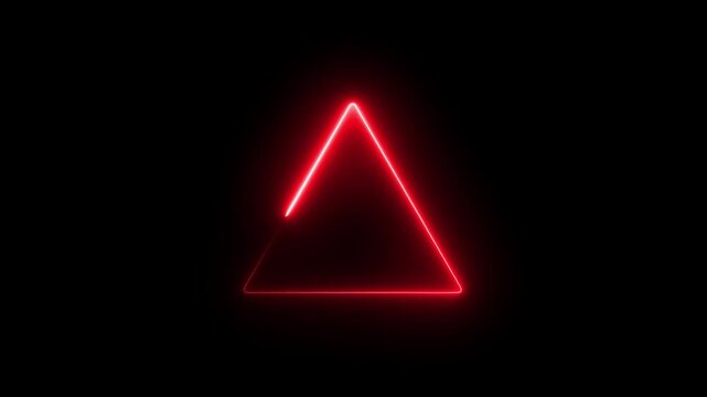 Animation of neon glowing triangle shape frame concept. Animation of 4k video. 
