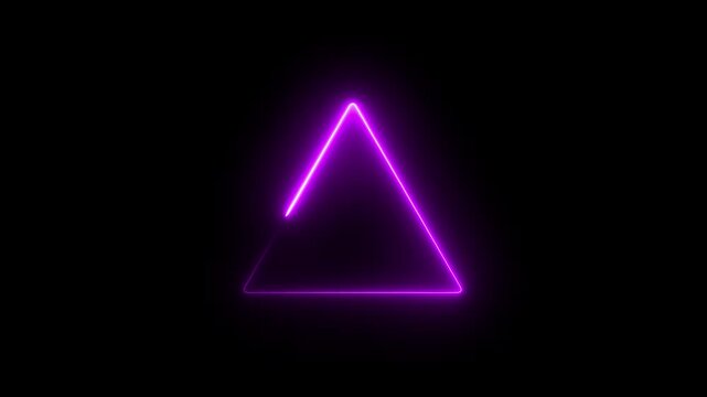 Animation of neon glowing triangle shape frame concept. Animation of 4k video. 