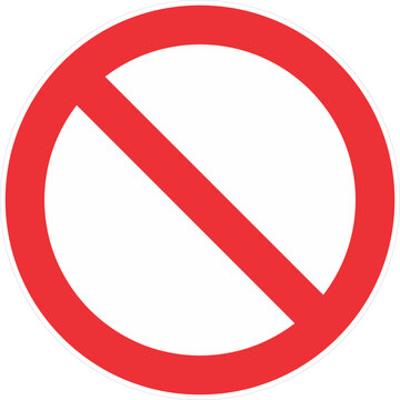 A red circle with a diagonal line through it, indicating prohibition or rejection