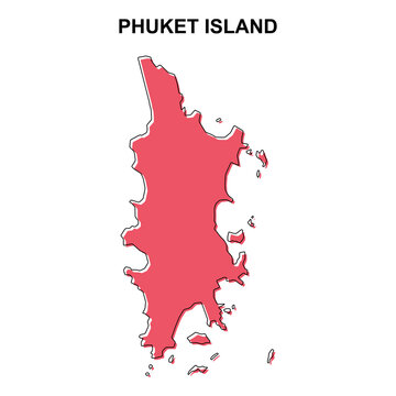Phuket island map symbol shape, travel web flat concept icon vector illustration .