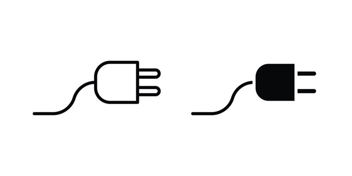 Electrical plug icon symbol set in black and white. EPS10