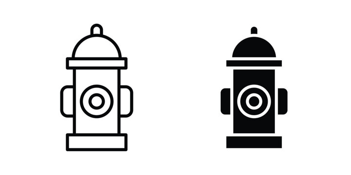 Fire hydrant icon symbol set in black and white. EPS10