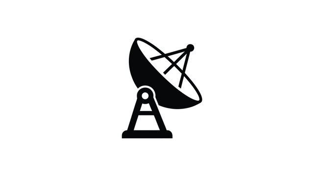 Satellite Dish With Stand Black Silhouette radio