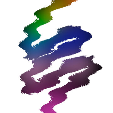 Abstract Colorful Gradient Zigzag Paint Stroke Isolated on transparent Background
