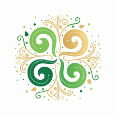 Fototapeta premium Green and Gold Swirls Mandala Design
