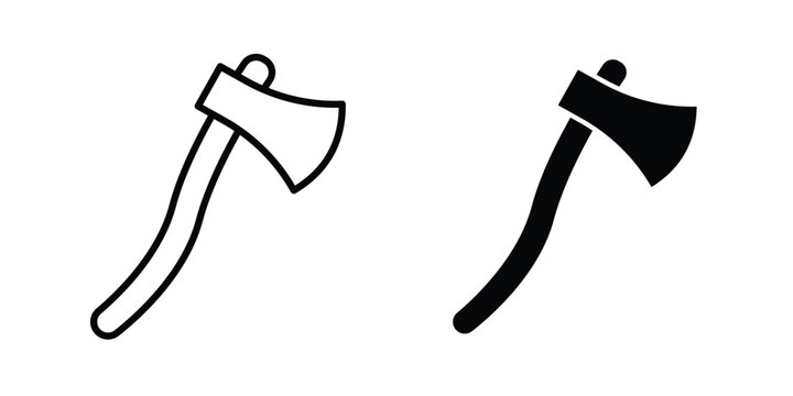 Hatchet icon symbol set in black and white. EPS10