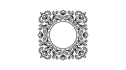 Lamas personalizadas con paisajes con tu foto Elegant Floral Circle Frame Design Element.