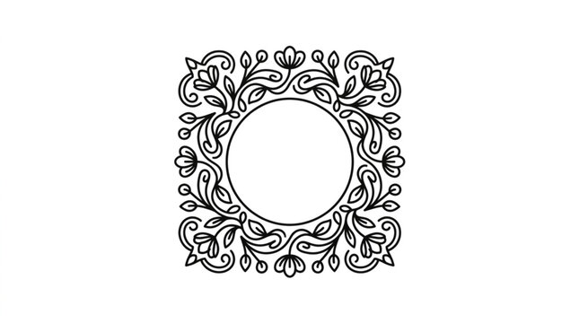 Elegant Floral Circle Frame Design Element.