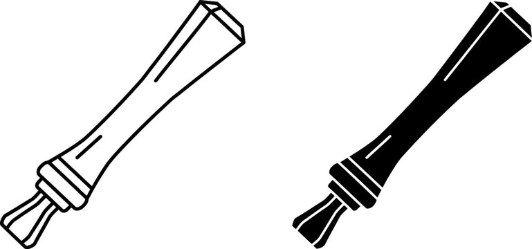 Duck call vector outline and silhouette for hunting and outdoor recreation