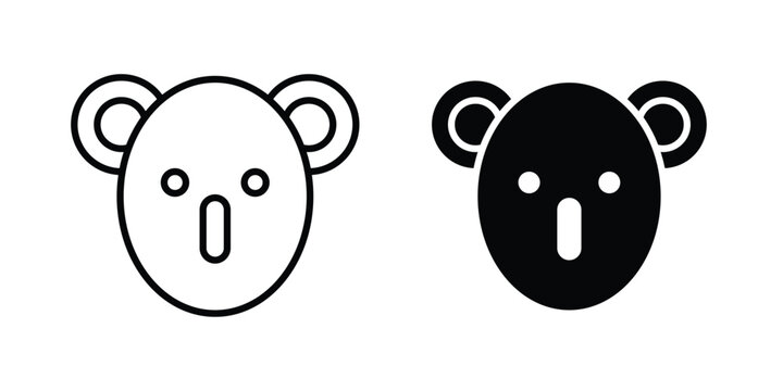 Koala head icon symbol set in black and white. EPS10