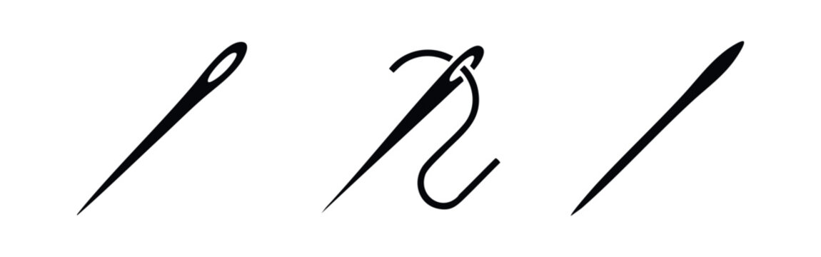 Needle and Thread Icons: Sewing Needle, Needle with Thread
