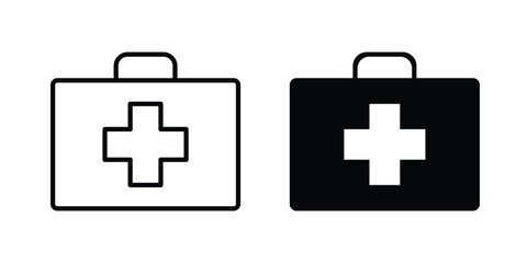 Fototapeta premium Medical aid kit icon symbol set in black and white. EPS10