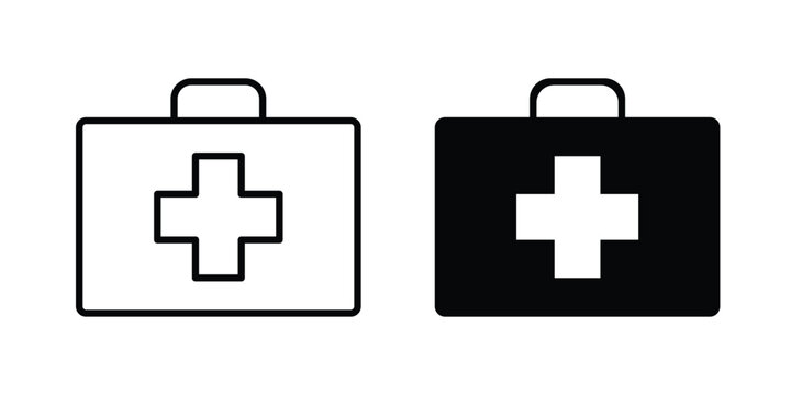 Medical aid kit icon symbol set in black and white. EPS10