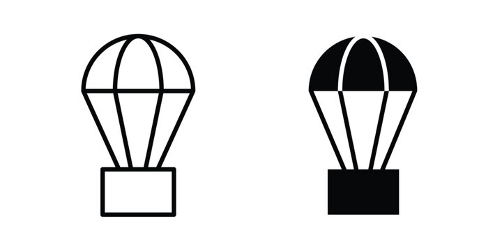 Parachute icon symbol set in black and white. EPS10