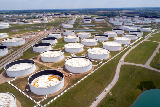 Crude Oil Storage Tanks Aerial Cushing Oklahoma Hub