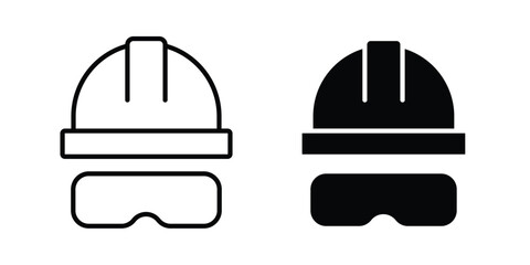 Fototapeta premium Safety helmet icon symbol set in black and white. EPS10