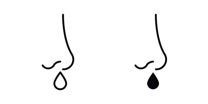 Runny nose icon symbol set in black and white. EPS10