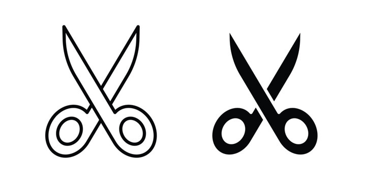 Scissors icon symbol set in black and white. EPS10