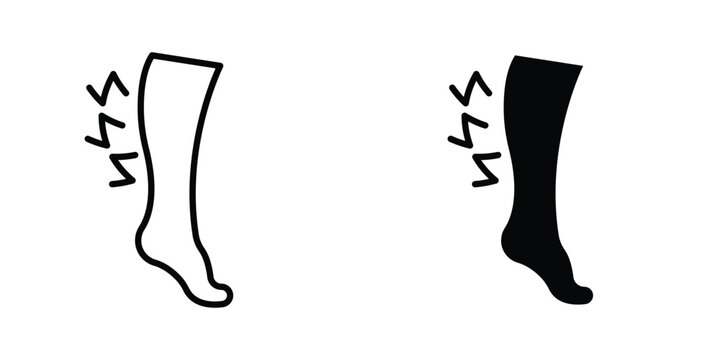 Shin pain icon symbol set in black and white. EPS10