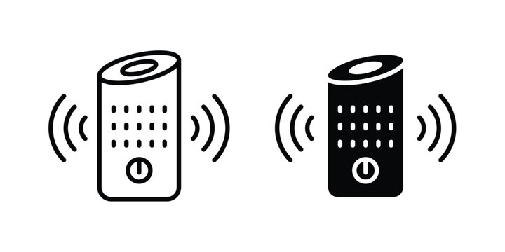Smart speaker icon symbol set in black and white. EPS10