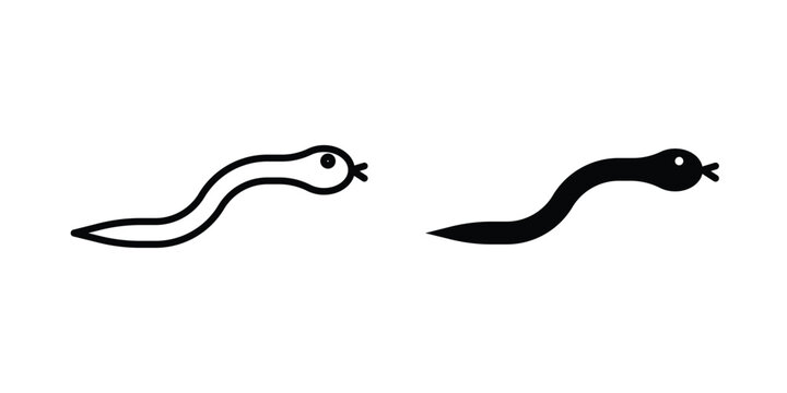 Snake icon symbol set in black and white. EPS10