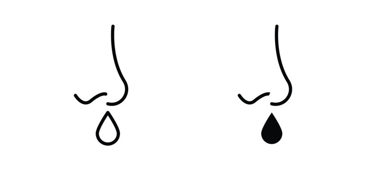 Stuffy nose icon symbol set in black and white. EPS10
