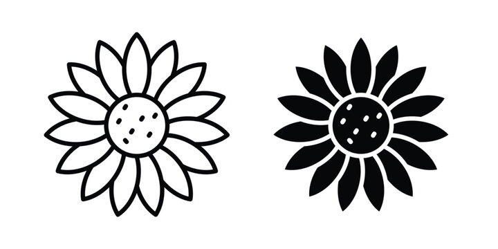 Sunflower icon symbol set in black and white. EPS10