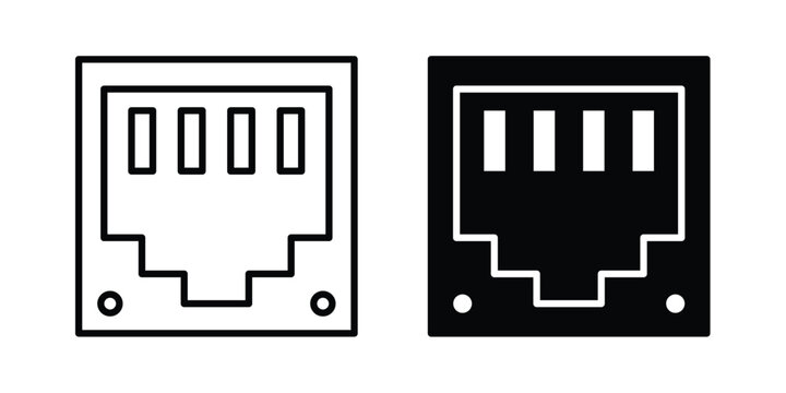 TCP icon symbol set in black and white. EPS10