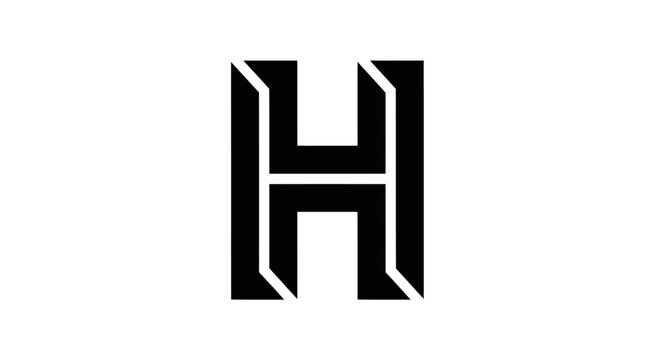 Geometric black letter h on white background graphic design