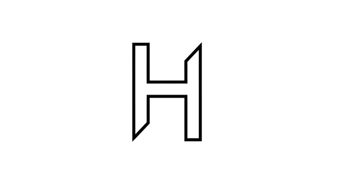Geometric outline of the letter h on a clean white background