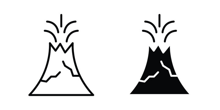 Volcano eruption icon symbol set in black and white. EPS10