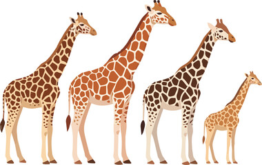Obraz premium Generate a realistic kinds of deferent Giraffe vector art with white background.