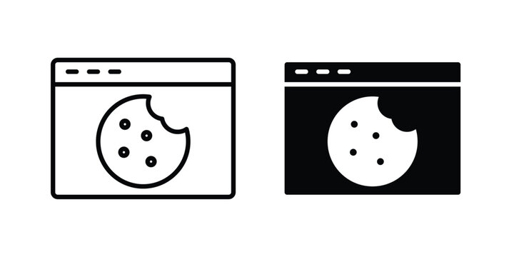 web Cookies icon symbol set in black and white. EPS10