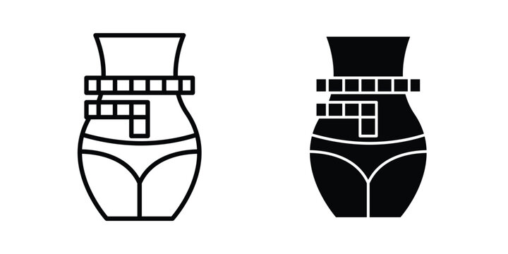 Weight loss icon symbol set in black and white. EPS10