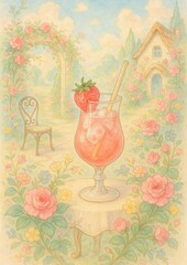 Obraz premium Whimsical garden drink delight
