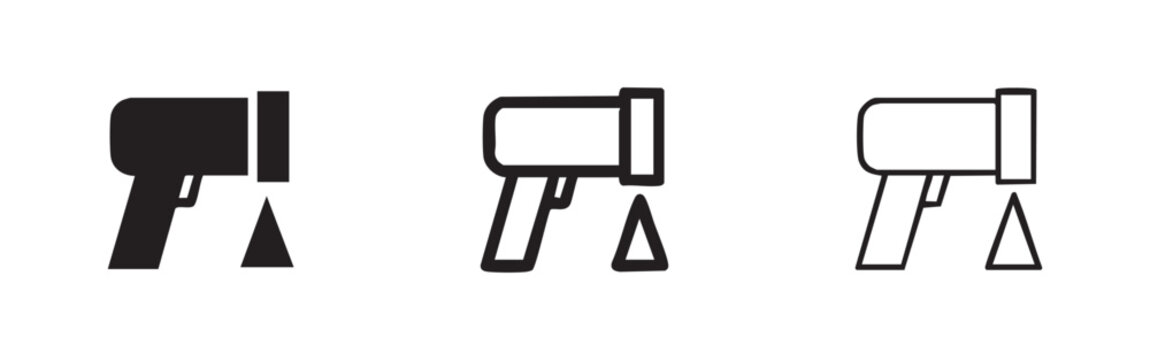 Set of three spray gun icons in black and outline styles.