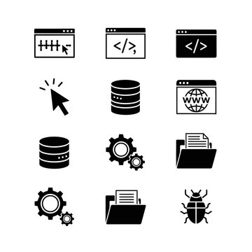 Collection of web development icons.